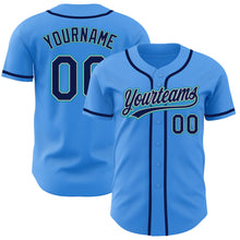 Load image into Gallery viewer, Custom Electric Blue Navy Gray-Teal Authentic Baseball Jersey