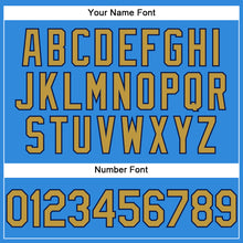 Load image into Gallery viewer, Custom Electric Blue Old Gold-Navy Authentic Baseball Jersey