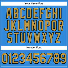 Load image into Gallery viewer, Custom Electric Blue Old Gold-Black Authentic Baseball Jersey