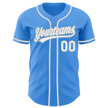 Load image into Gallery viewer, Custom Electric Blue White-Gray Authentic Baseball Jersey