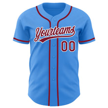 Load image into Gallery viewer, Custom Electric Blue Crimson-White Authentic Baseball Jersey