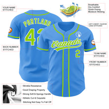 Load image into Gallery viewer, Custom Electric Blue Neon Green-White Authentic Baseball Jersey