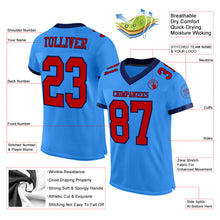 Load image into Gallery viewer, Custom Powder Blue Red-Navy Mesh Authentic Football Jersey