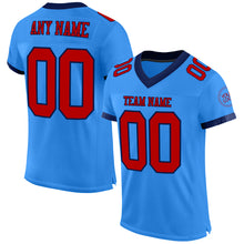 Load image into Gallery viewer, Custom Powder Blue Red-Navy Mesh Authentic Football Jersey