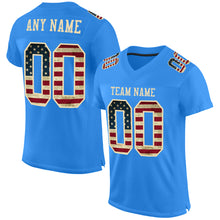 Load image into Gallery viewer, Custom Powder Blue Vintage USA Flag-City Cream Mesh Authentic Football Jersey