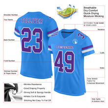 Load image into Gallery viewer, Custom Powder Blue Purple-White Mesh Authentic Football Jersey