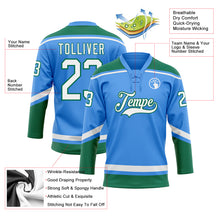 Load image into Gallery viewer, Custom Powder Blue White-Kelly Green Hockey Lace Neck Jersey
