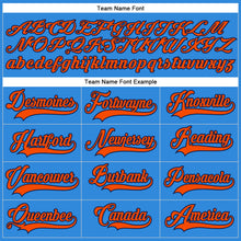 Load image into Gallery viewer, Custom Powder Blue Orange-Navy Hockey Lace Neck Jersey