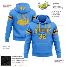 Load image into Gallery viewer, Custom Stitched Powder Blue Gold-Black Football Pullover Sweatshirt Hoodie