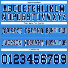 Load image into Gallery viewer, Custom Stitched Powder Blue Navy-White Football Pullover Sweatshirt Hoodie