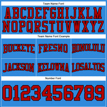 Load image into Gallery viewer, Custom Stitched Powder Blue Red-Black Football Pullover Sweatshirt Hoodie