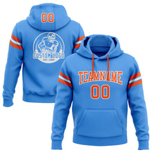 Load image into Gallery viewer, Custom Stitched Powder Blue Orange-White Football Pullover Sweatshirt Hoodie