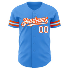 Load image into Gallery viewer, Custom Electric Blue White-Orange Authentic Baseball Jersey
