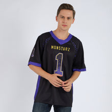 Load image into Gallery viewer, Custom Black Purple-Old Gold Drift Fashion Football Jersey