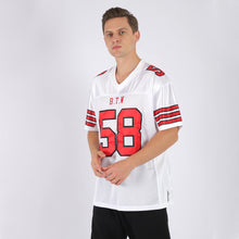 Load image into Gallery viewer, Custom White Red-Black Mesh Authentic Football Jersey