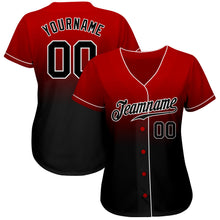 Load image into Gallery viewer, Custom Red Black-White Authentic Fade Fashion Baseball Jersey