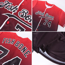 Load image into Gallery viewer, Custom Red Black-White Authentic Fade Fashion Baseball Jersey