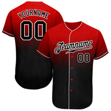Load image into Gallery viewer, Custom Red Black-White Authentic Fade Fashion Baseball Jersey