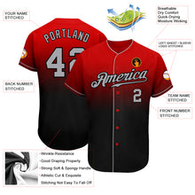 Load image into Gallery viewer, Custom Red Gray-Black Authentic Fade Fashion Baseball Jersey