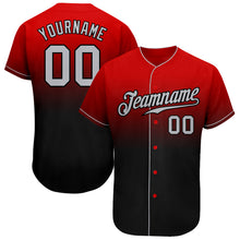 Load image into Gallery viewer, Custom Red Gray-Black Authentic Fade Fashion Baseball Jersey