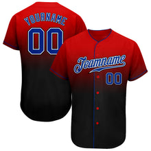 Load image into Gallery viewer, Custom Red Royal-Black Authentic Fade Fashion Baseball Jersey