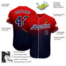Load image into Gallery viewer, Custom Red Navy-White Authentic Fade Fashion Baseball Jersey