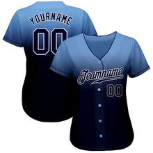 Load image into Gallery viewer, Custom Light Blue Navy-White Authentic Fade Fashion Baseball Jersey
