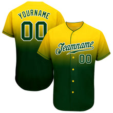 Load image into Gallery viewer, Custom Yellow Green-White Authentic Fade Fashion Baseball Jersey