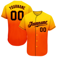 Load image into Gallery viewer, Custom Yellow Black-Orange Authentic Fade Fashion Baseball Jersey