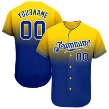 Load image into Gallery viewer, Custom Yellow Royal-White Authentic Fade Fashion Baseball Jersey