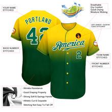 Load image into Gallery viewer, Custom Yellow Kelly Green-White Authentic Fade Fashion Baseball Jersey