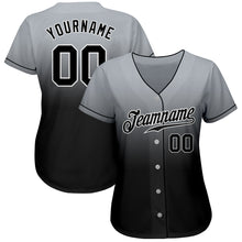 Load image into Gallery viewer, Custom Gray Black-White Authentic Fade Fashion Baseball Jersey
