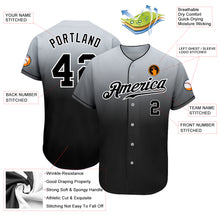 Load image into Gallery viewer, Custom Gray Black-White Authentic Fade Fashion Baseball Jersey