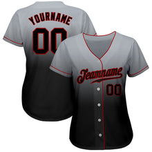 Load image into Gallery viewer, Custom Gray Black-Red Authentic Fade Fashion Baseball Jersey