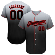 Load image into Gallery viewer, Custom Gray Black-Red Authentic Fade Fashion Baseball Jersey