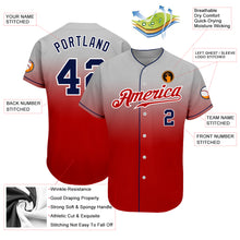 Load image into Gallery viewer, Custom Gray Navy-Red Authentic Fade Fashion Baseball Jersey