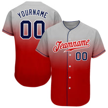Load image into Gallery viewer, Custom Gray Navy-Red Authentic Fade Fashion Baseball Jersey