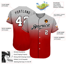 Load image into Gallery viewer, Custom Gray White-Red Authentic Fade Fashion Baseball Jersey