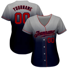 Load image into Gallery viewer, Custom Gray Red-Navy Authentic Fade Fashion Baseball Jersey