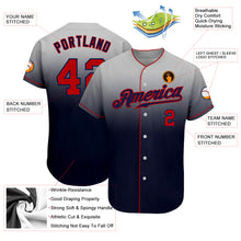 Load image into Gallery viewer, Custom Gray Red-Navy Authentic Fade Fashion Baseball Jersey