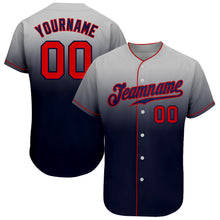 Load image into Gallery viewer, Custom Gray Red-Navy Authentic Fade Fashion Baseball Jersey