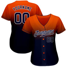 Load image into Gallery viewer, Custom Orange Navy-White Authentic Fade Fashion Baseball Jersey
