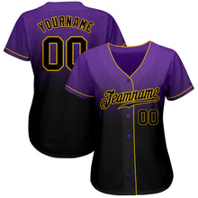 Load image into Gallery viewer, Custom Purple Black-Gold Authentic Fade Fashion Baseball Jersey