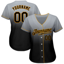 Load image into Gallery viewer, Custom Gray Black-Gold Authentic Fade Fashion Baseball Jersey