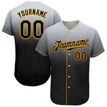 Load image into Gallery viewer, Custom Gray Black-Gold Authentic Fade Fashion Baseball Jersey