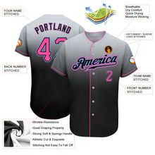 Load image into Gallery viewer, Custom Gray Pink-Black Authentic Fade Fashion Baseball Jersey