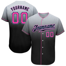 Load image into Gallery viewer, Custom Gray Pink-Black Authentic Fade Fashion Baseball Jersey