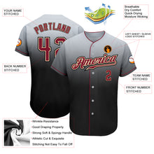 Load image into Gallery viewer, Custom Gray Crimson-Black Authentic Fade Fashion Baseball Jersey