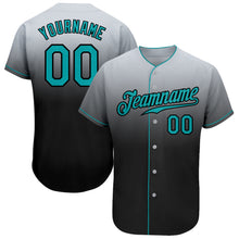 Load image into Gallery viewer, Custom Gray Teal-Black Authentic Fade Fashion Baseball Jersey