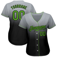 Load image into Gallery viewer, Custom Gray Neon Green-Black Authentic Fade Fashion Baseball Jersey